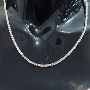 13.7 Carat 18” Moissanite Tennis Necklace in 925 Sterling Silver GRA Certified